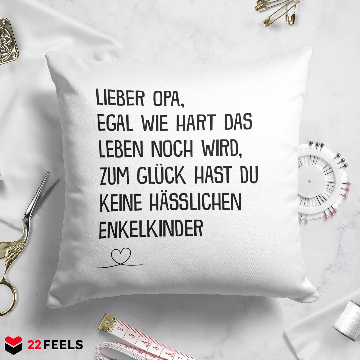 22Feels® Opa Geschenk - Kissen mit Spruch (Weiss 40x40cm)-Kissen Weiss 40x40-22Feels