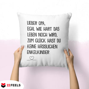 22Feels® Opa Geschenk - Kissen mit Spruch (Weiss 40x40cm)-Kissen Weiss 40x40-22Feels
