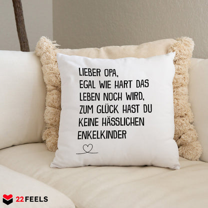 22Feels® Opa Geschenk - Kissen mit Spruch (Weiss 40x40cm)-Kissen Weiss 40x40-22Feels
