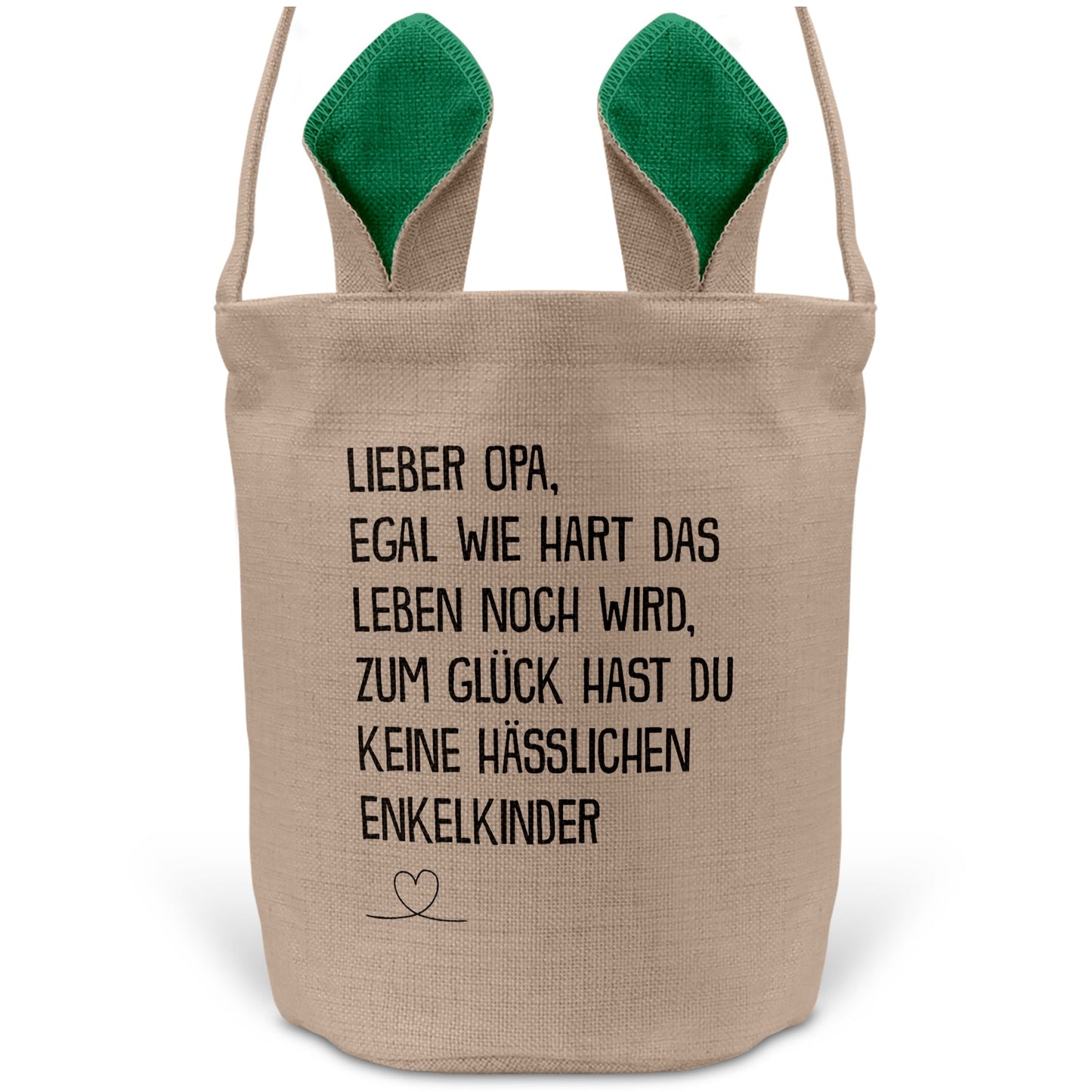 22Feels® Opa Osterkorb von Enkel Grossvater mit Henkel Ostergeschenk Tragetasche Ostern Deko Osternest Körbchen Hasenohren (Beige/Grün)-Ostern Tragetasche-22Feels