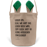 22Feels® Opa Osterkorb von Enkel Grossvater mit Henkel Ostergeschenk Tragetasche Ostern Deko Osternest Körbchen Hasenohren (Beige/Grün)-Ostern Tragetasche-22Feels