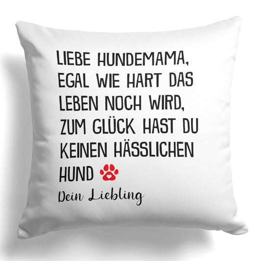 22Feels® Hundemama Geschenk für Dog Moms und Hunde Frauchen - Kissen mit Spruch (Weiss 40x40cm)-Kissen Weiss 40x40-22Feels