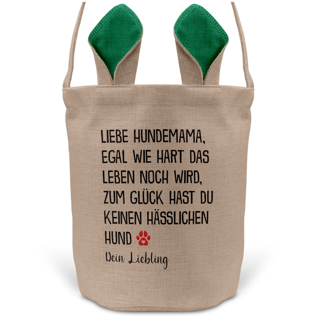 22Feels® Hundemama Frauchen Hunde Osterkorb mit Henkel Ostergeschenk Tragetasche Ostern Deko Osternest Körbchen Hasenohren (Beige/Grün)-Ostern Tragetasche-22Feels