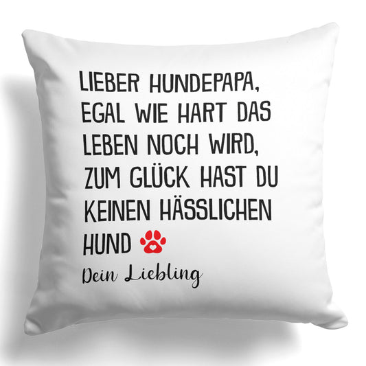 22Feels® Hundepapa Geschenk für Dog Dads und Hunde Herrchen - Kissen mit Spruch (Weiss 40x40cm)-Kissen Weiss 40x40-22Feels