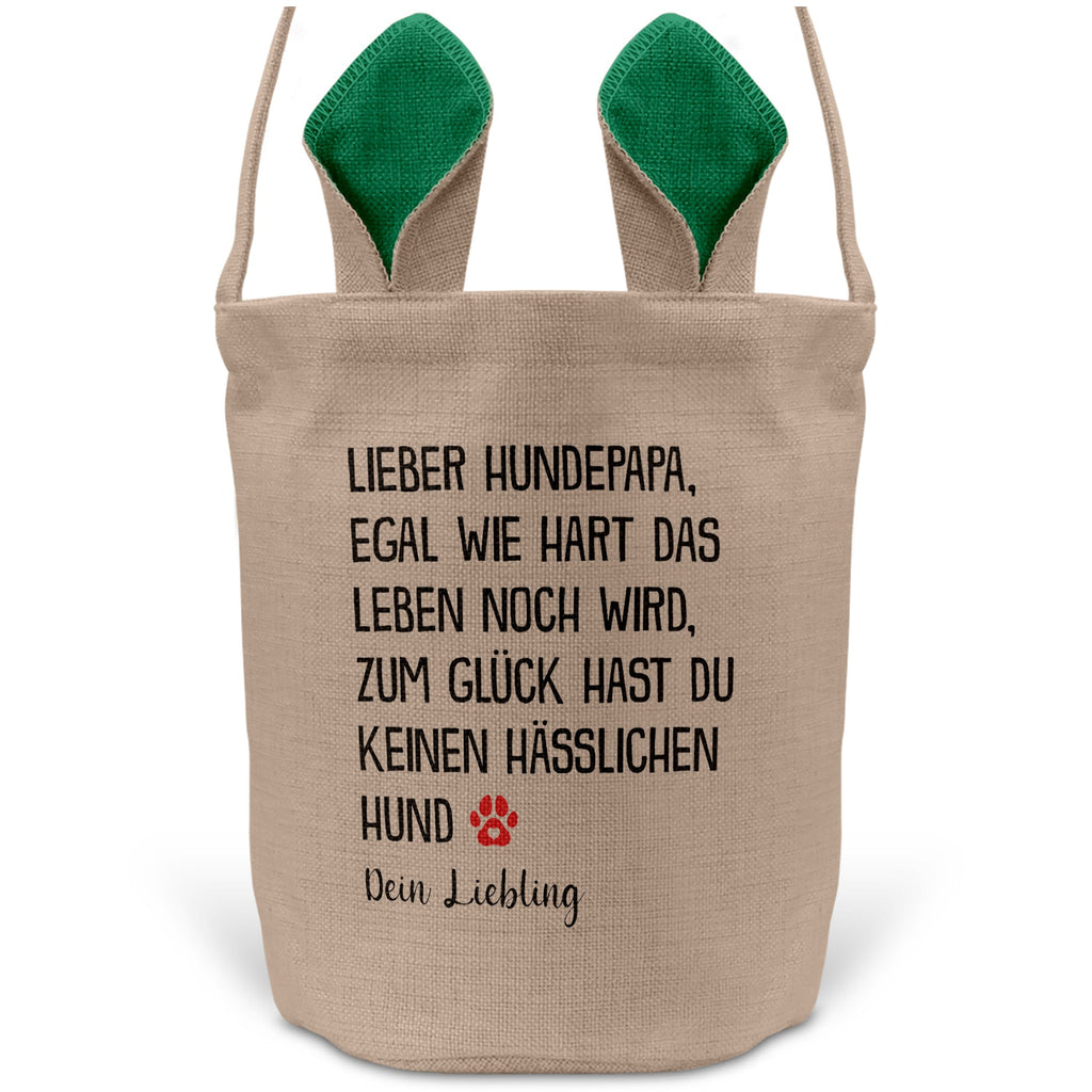 22Feels® Hundepapa Herrchen Hunde Osterkorb mit Henkel Ostergeschenk Tragetasche Ostern Deko Osternest Körbchen Hasenohren (Beige/Grün)-Ostern Tragetasche-22Feels
