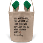22Feels® Katzenmama Frauchen Katzen Osterkorb mit Henkel Ostergeschenk Tragetasche Ostern Deko Osternest Körbchen Hasenohren (Beige/Grün)-Ostern Tragetasche-22Feels