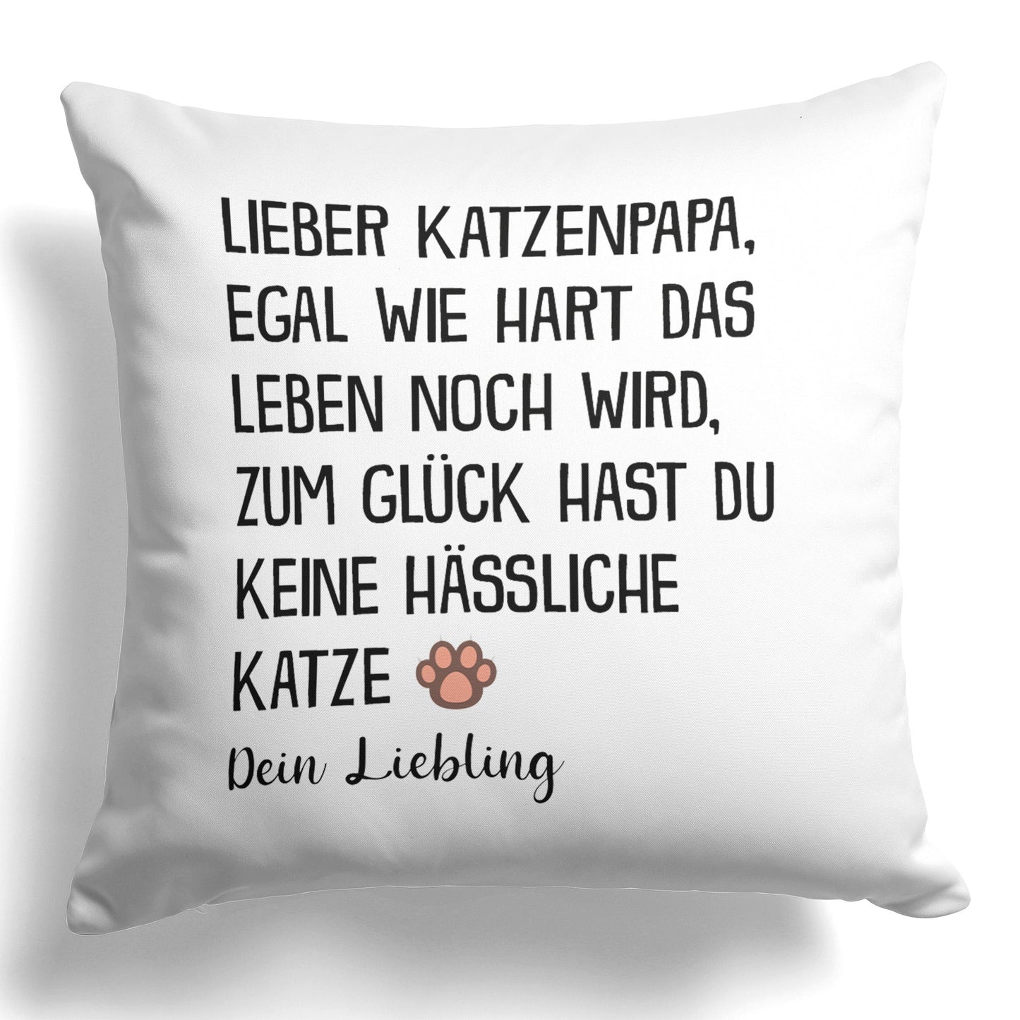 22Feels® Katzenpapa Geschenk für Cat Dads und Katzen-Herrchen - Kissen mit Spruch (Weiss 40x40cm)-Kissen Weiss 40x40-22Feels