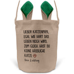 22Feels® Katzenpapa Herrchen Katzen Osterkorb mit Henkel Ostergeschenk Tragetasche Ostern Deko Osternest Körbchen Hasenohren (Beige/Grün)-Ostern Tragetasche-22Feels