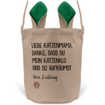22Feels® Katzenmama Frauchen Katzen Osterkorb mit Henkel Ostergeschenk Tragetasche Ostern Deko Osternest Körbchen Hasenohren (Beige/Grün)-Ostern Tragetasche-22Feels