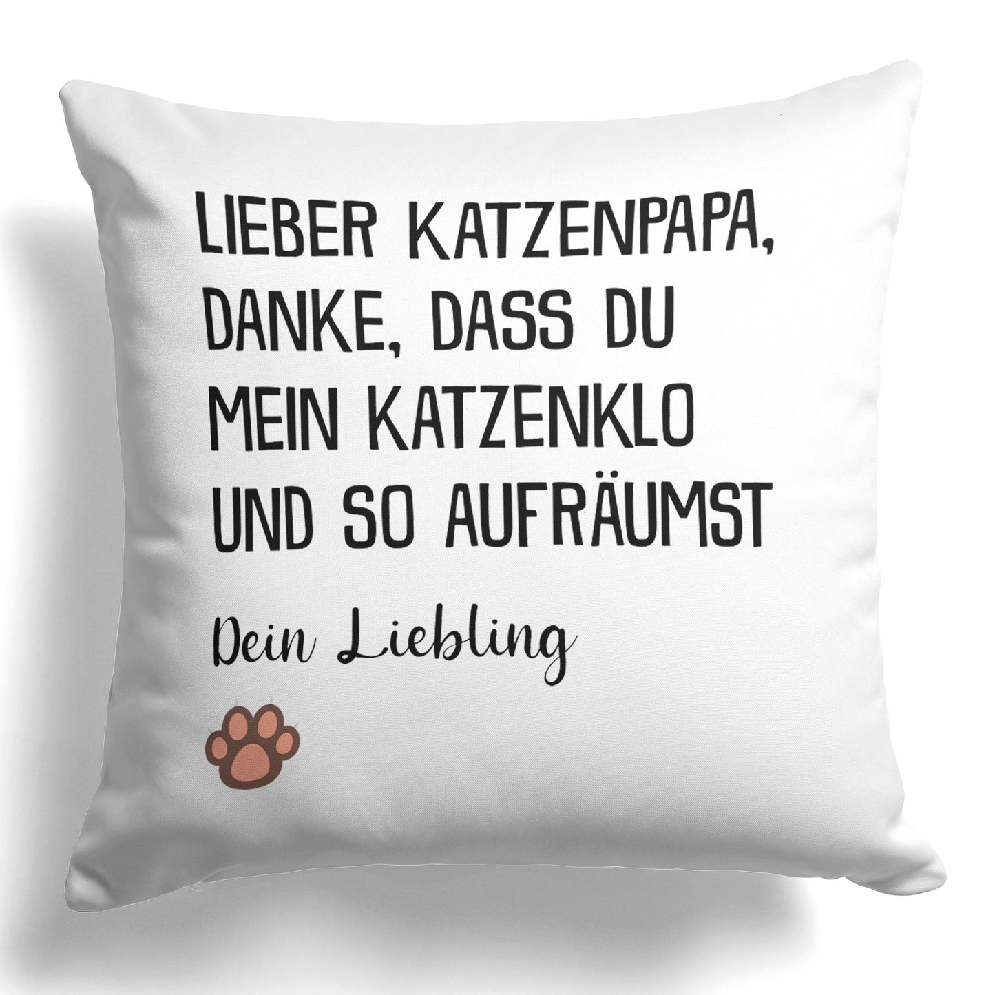22Feels® Katzenpapa Geschenk für Cat Dads und Katzen-Herrchen - Kissen mit Spruch (Weiss 40x40cm)-Kissen Weiss 40x40-22Feels