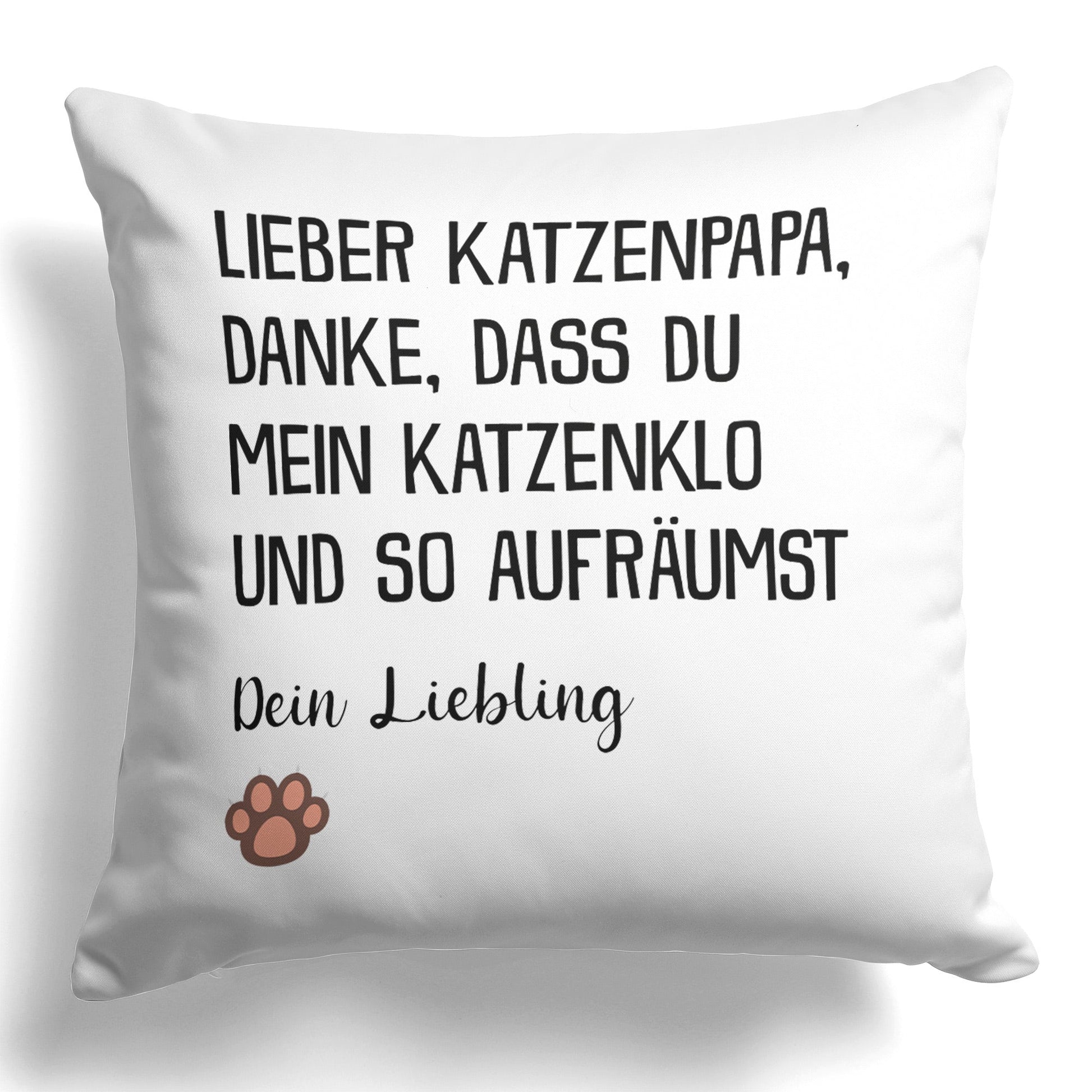 22Feels® Katzenpapa Geschenk für Cat Dads und Katzen-Herrchen - Kissen mit Spruch (Weiss 40x40cm)-Kissen Weiss 40x40-22Feels
