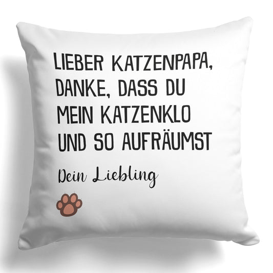 22Feels® Katzenpapa Geschenk für Cat Dads und Katzen-Herrchen - Kissen mit Spruch (Weiss 40x40cm)-Kissen Weiss 40x40-22Feels