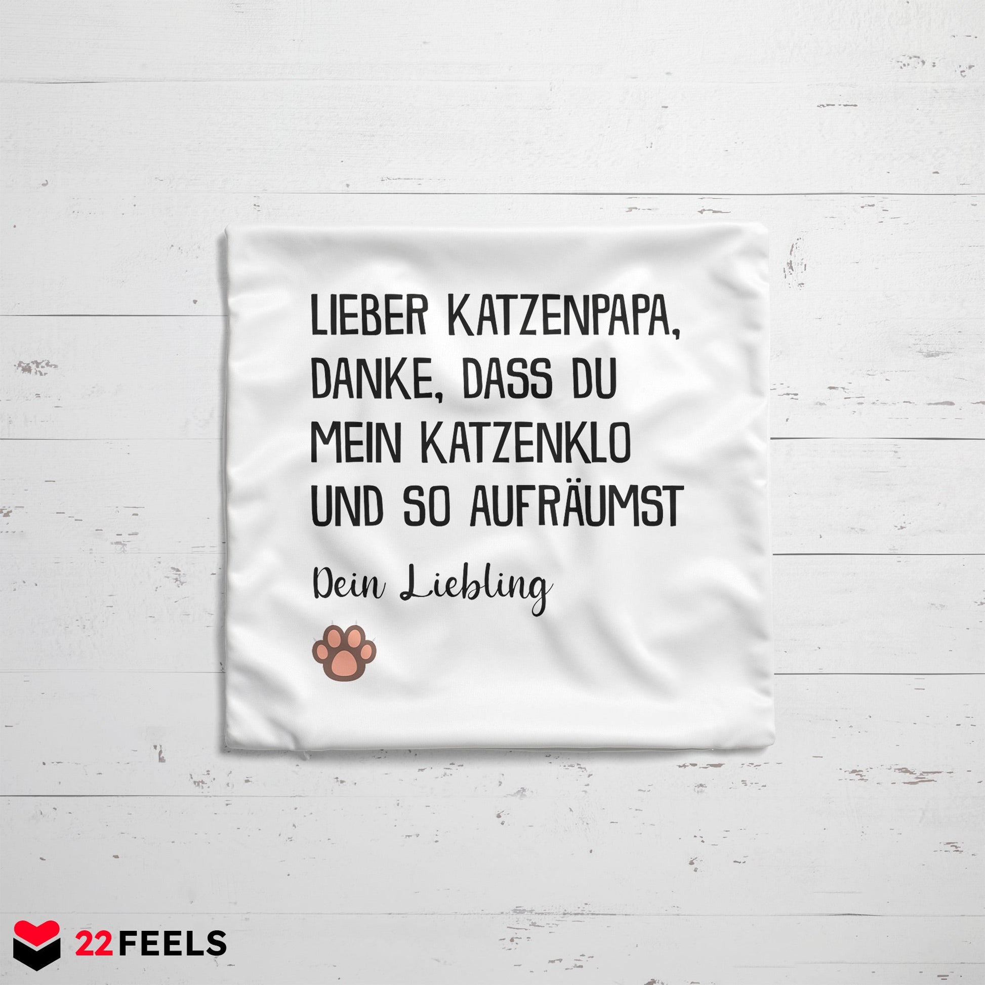 22Feels® Katzenpapa Geschenk für Cat Dads und Katzen-Herrchen - Kissen mit Spruch (Weiss 40x40cm)-Kissen Weiss 40x40-22Feels