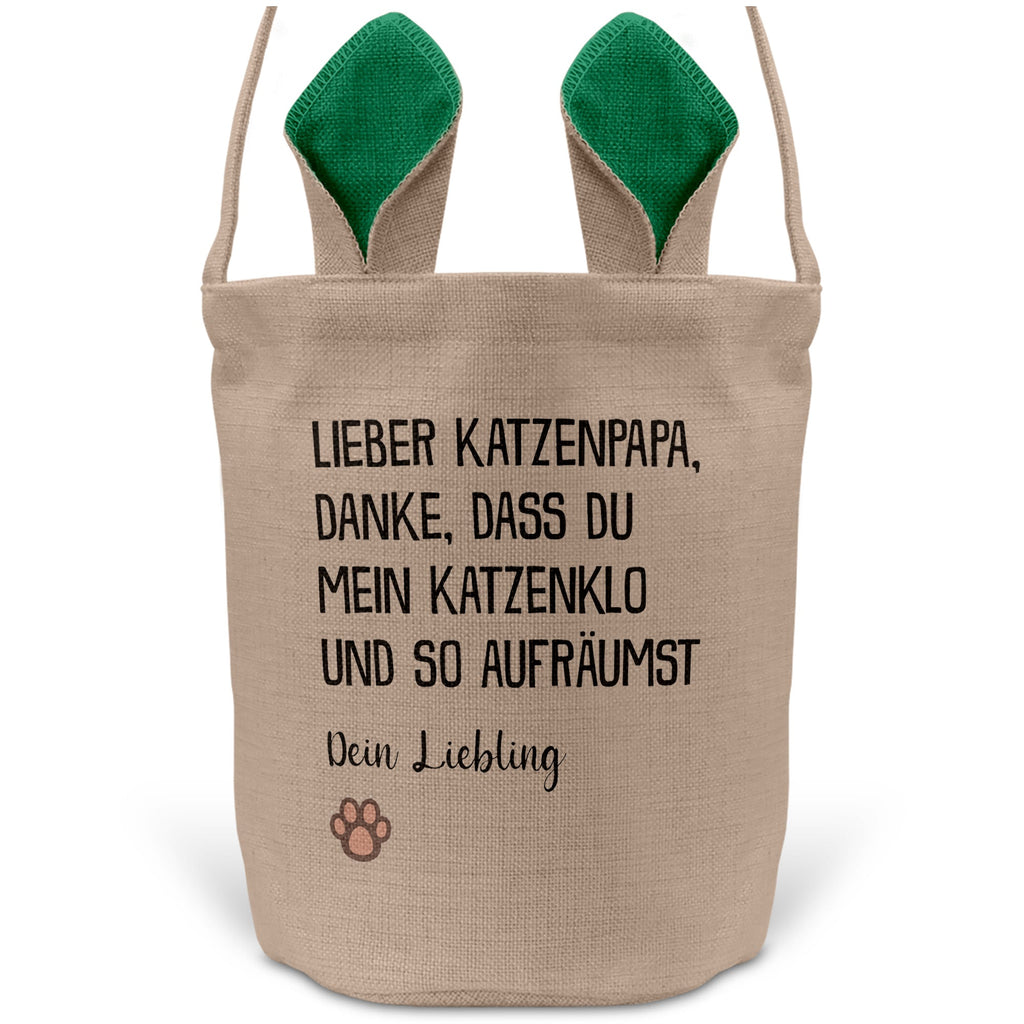 22Feels® Katzenpapa Herrchen Katzen Osterkorb mit Henkel Ostergeschenk Tragetasche Ostern Deko Osternest Körbchen Hasenohren (Beige/Grün)-Ostern Tragetasche-22Feels