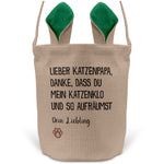 22Feels® Katzenpapa Herrchen Katzen Osterkorb mit Henkel Ostergeschenk Tragetasche Ostern Deko Osternest Körbchen Hasenohren (Beige/Grün)-Ostern Tragetasche-22Feels