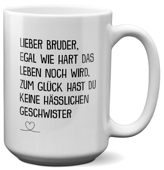 22Feels® Bruder Geschenk - XL Tasse mit Spruch (Weiss, 440ml)-Weisse XL Tasse 440ml-22Feels