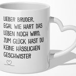 22Feels® Bruder Geschenk - Tasse mit Spruch (Herzhenkel, Weiss, 320ml)-Tasse Weiss Herzhenkel 320ml-22Feels