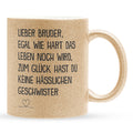 22Feels® Bruder Geschenk - Glitzertasse mit Spruch (Gold, 320ml)-Glitzertasse Gold 320ml-22Feels