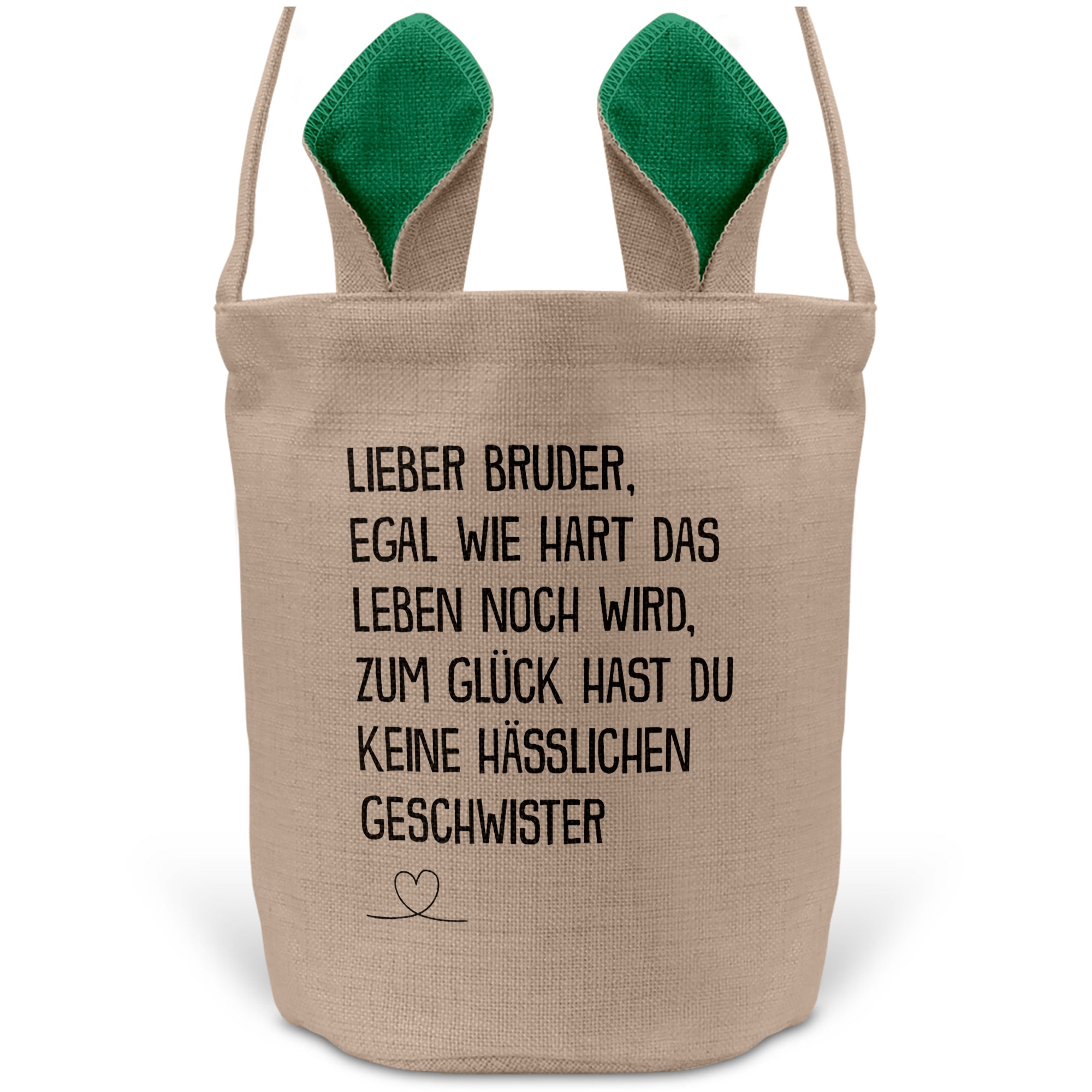 22Feels® Bruder Geschwister Osterkorb mit Henkel Ostergeschenk Tragetasche Ostern Deko Osternest Körbchen Hasenohren (Beige/Grün)-Ostern Tragetasche-22Feels