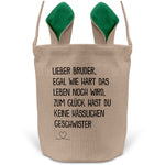 22Feels® Bruder Geschwister Osterkorb mit Henkel Ostergeschenk Tragetasche Ostern Deko Osternest Körbchen Hasenohren (Beige/Grün)-Ostern Tragetasche-22Feels
