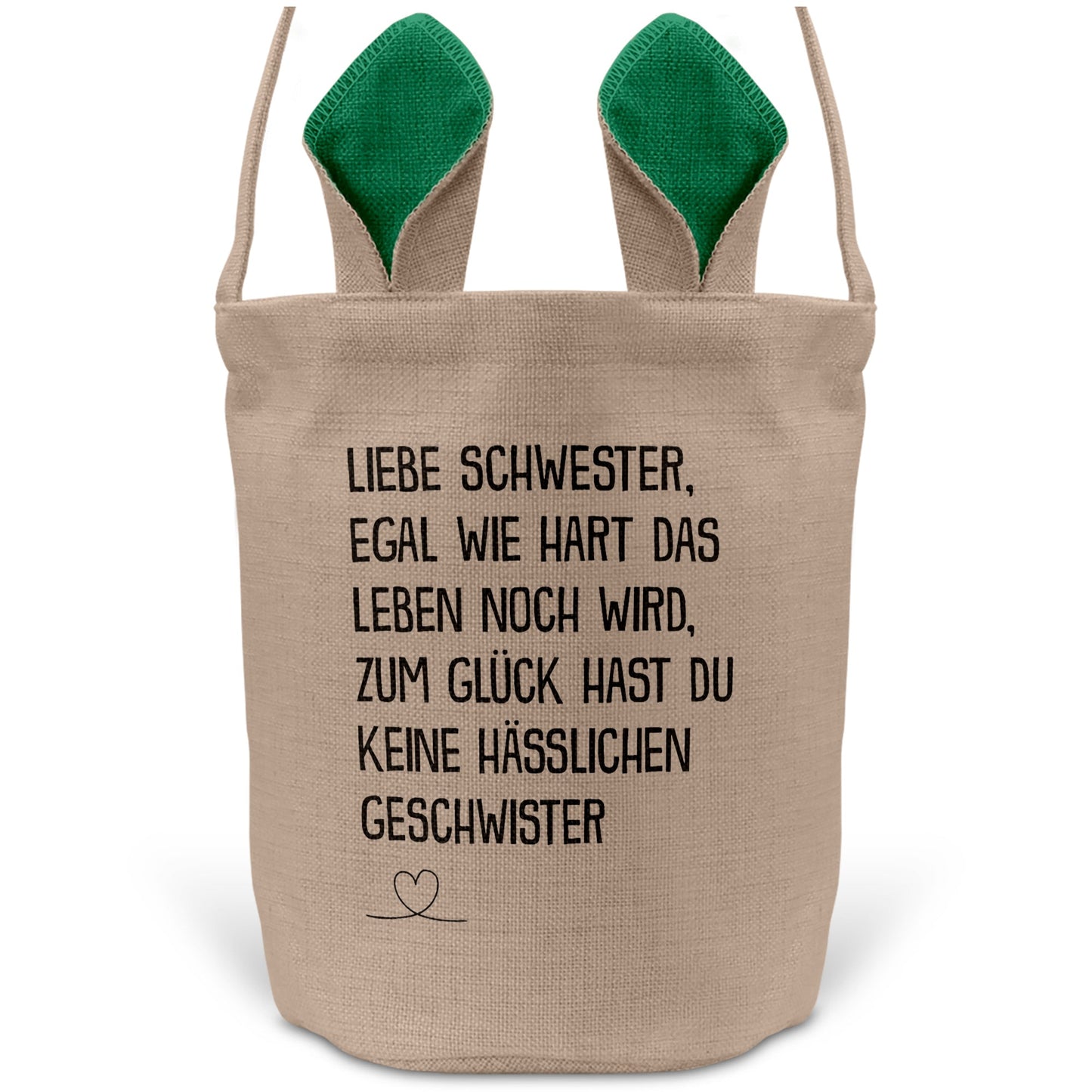 22Feels® Schwester Geschwister Osterkorb mit Henkel Ostergeschenk Tragetasche Ostern Deko Osternest Körbchen Hasenohren (Beige/Grün)-Ostern Tragetasche-22Feels