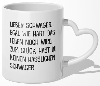 22Feels® Schwager Geschenk - Tasse mit Spruch (Herzhenkel, Weiss, 320ml)-Tasse Weiss Herzhenkel 320ml-22Feels