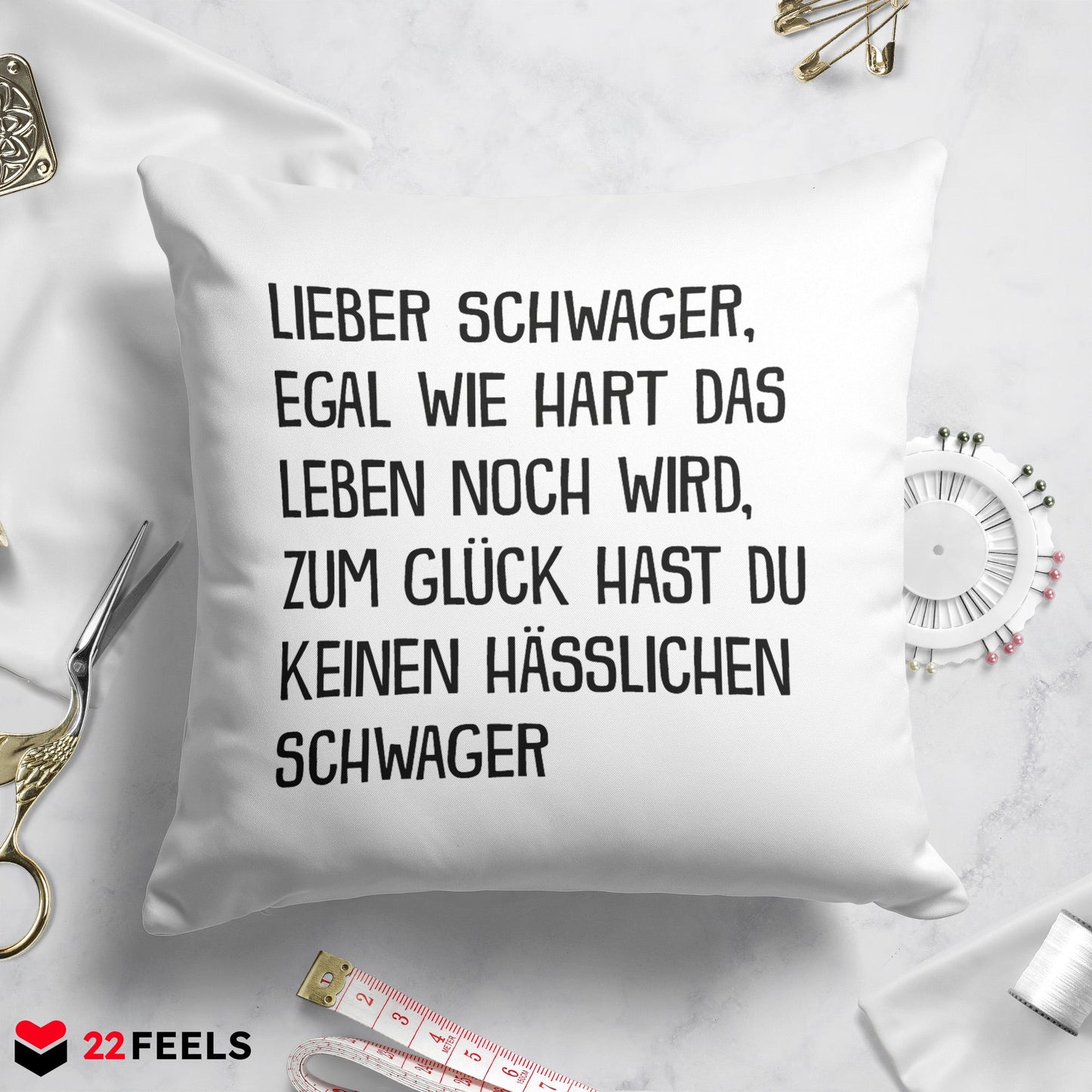 22Feels® Schwager Geschenk von Schwager - Kissen mit Spruch (Weiss 40x40cm)-Kissen Weiss 40x40-22Feels