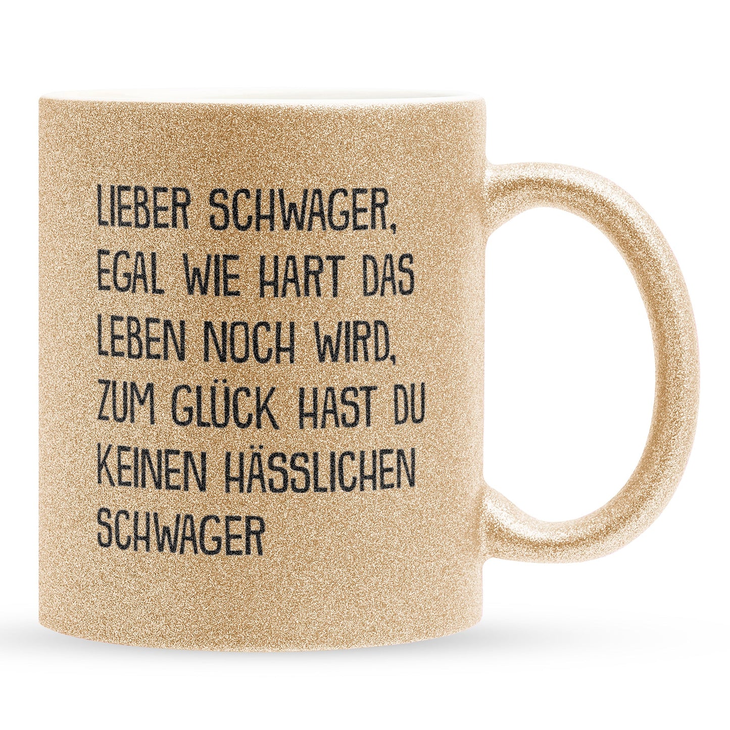 22Feels® Schwager Geschenk von Schwager - Glitzertasse mit Spruch (Gold, 320ml)-Glitzertasse Gold 320ml-22Feels