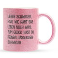 22Feels® Schwager Geschenk von Schwager - Glitzertasse mit Spruch (Pink, 320ml)-Glitzertasse Pink 320ml-22Feels