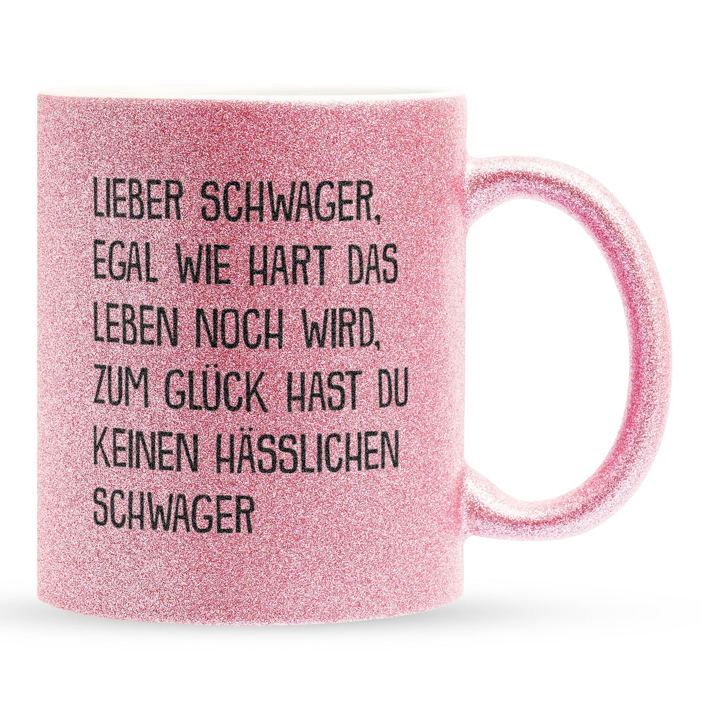 22Feels® Schwager Geschenk von Schwager - Glitzertasse mit Spruch (Pink, 320ml)-Glitzertasse Pink 320ml-22Feels