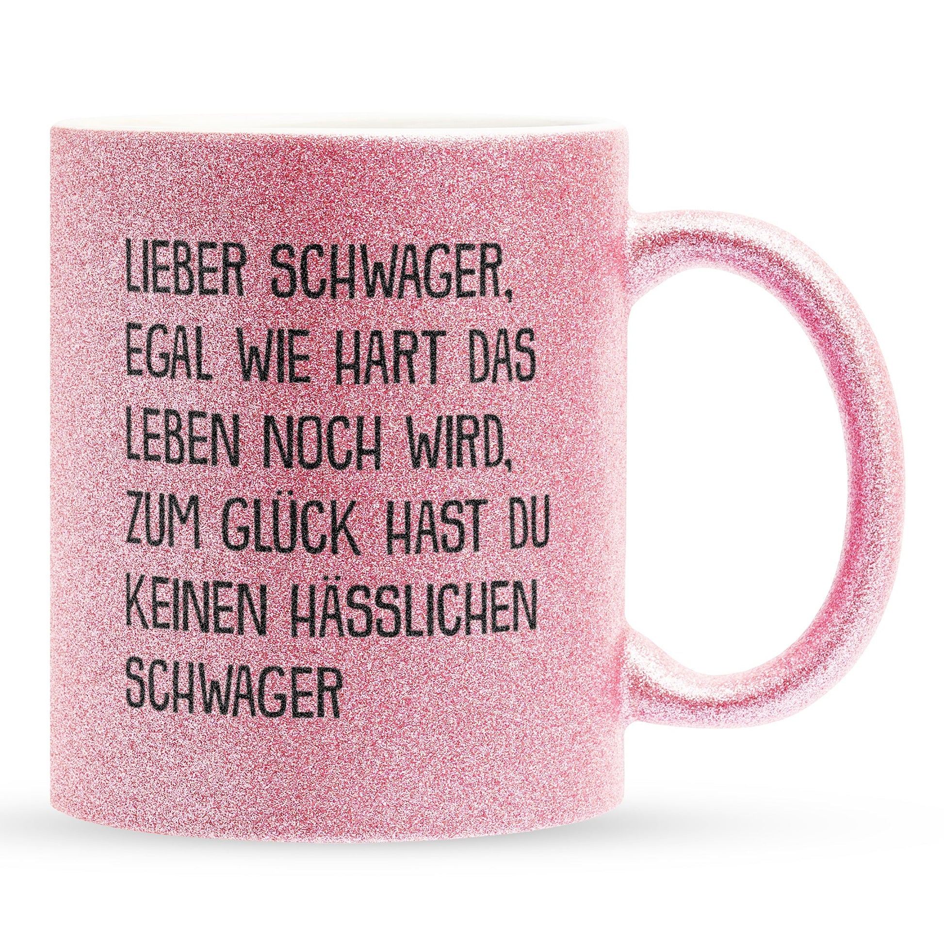 22Feels® Schwager Geschenk von Schwager - Glitzertasse mit Spruch (Pink, 320ml)-Glitzertasse Pink 320ml-22Feels