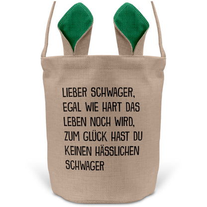 22Feels® Schwager Osterkorb von Schwager mit Henkel Ostergeschenk Tragetasche Ostern Deko Osternest Körbchen Hasenohren (Beige/Grün)-Ostern Tragetasche-22Feels