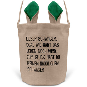 22Feels® Schwager Osterkorb von Schwager mit Henkel Ostergeschenk Tragetasche Ostern Deko Osternest Körbchen Hasenohren (Beige/Grün)-Ostern Tragetasche-22Feels