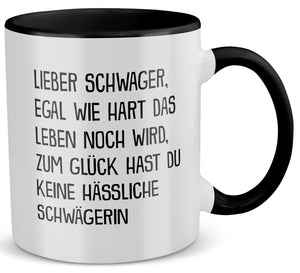 22Feels® Schwager Geschenk von Schwägerin - Tasse mit Spruch (Weiss-Schwarz, 320ml)-TwoTone Tasse Weiss-Schwarz 320ml-22Feels