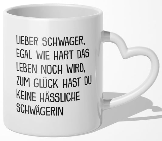 22Feels® Schwager Geschenk - Tasse mit Spruch (Herzhenkel, Weiss, 320ml)-Tasse Weiss Herzhenkel 320ml-22Feels