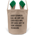 22Feels® Schwager Osterkorb von Schwägerin mit Henkel Ostergeschenk Tragetasche Ostern Deko Osternest Körbchen Hasenohren (Beige/Grün)-Ostern Tragetasche-22Feels