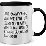 22Feels® Schwägerin Geschenk von Schwager - Tasse mit Spruch (Weiss-Schwarz, 320ml)-TwoTone Tasse Weiss-Schwarz 320ml-22Feels