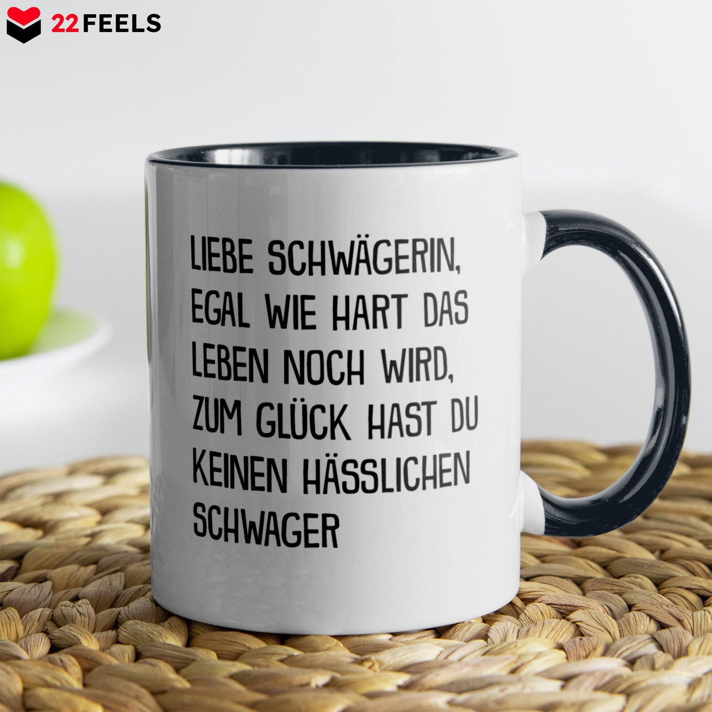 22Feels® Schwägerin Geschenk von Schwager - Tasse mit Spruch (Weiss-Schwarz, 320ml)-TwoTone Tasse Weiss-Schwarz 320ml-22Feels