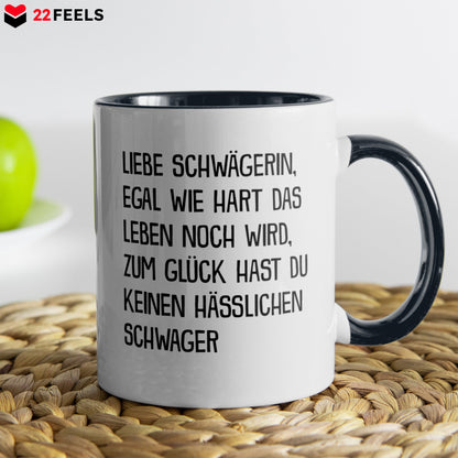 22Feels® Schwägerin Geschenk von Schwager - Tasse mit Spruch (Weiss-Schwarz, 320ml)-TwoTone Tasse Weiss-Schwarz 320ml-22Feels