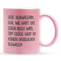 22Feels® Schwägerin Geschenk von Schwager - Glitzertasse mit Spruch (Pink, 320ml)-Glitzertasse Pink 320ml-22Feels
