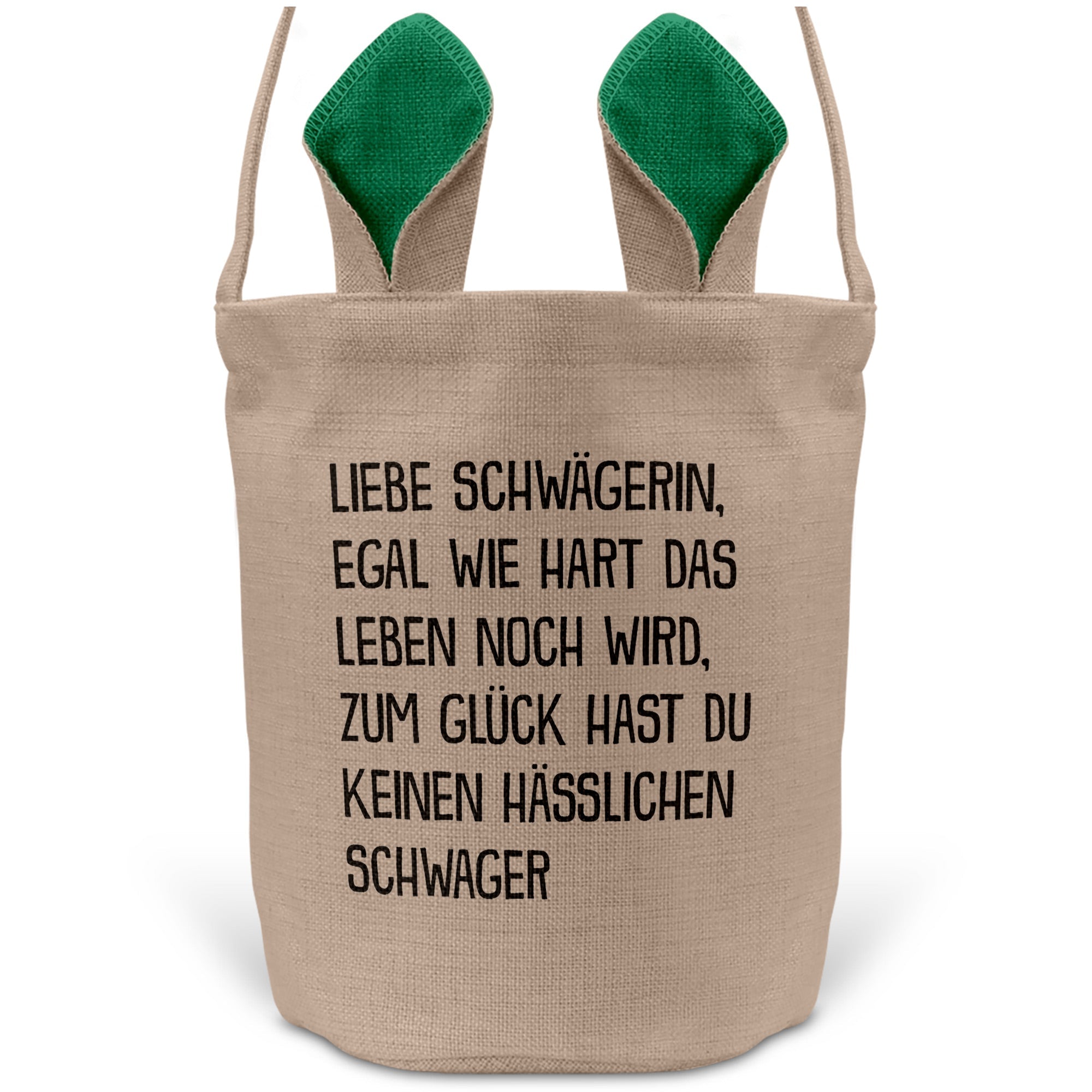 22Feels® Schwägerin Osterkorb von Schwäger mit Henkel Ostergeschenk Tragetasche Ostern Deko Osternest Körbchen Hasenohren (Beige/Grün)-Ostern Tragetasche-22Feels