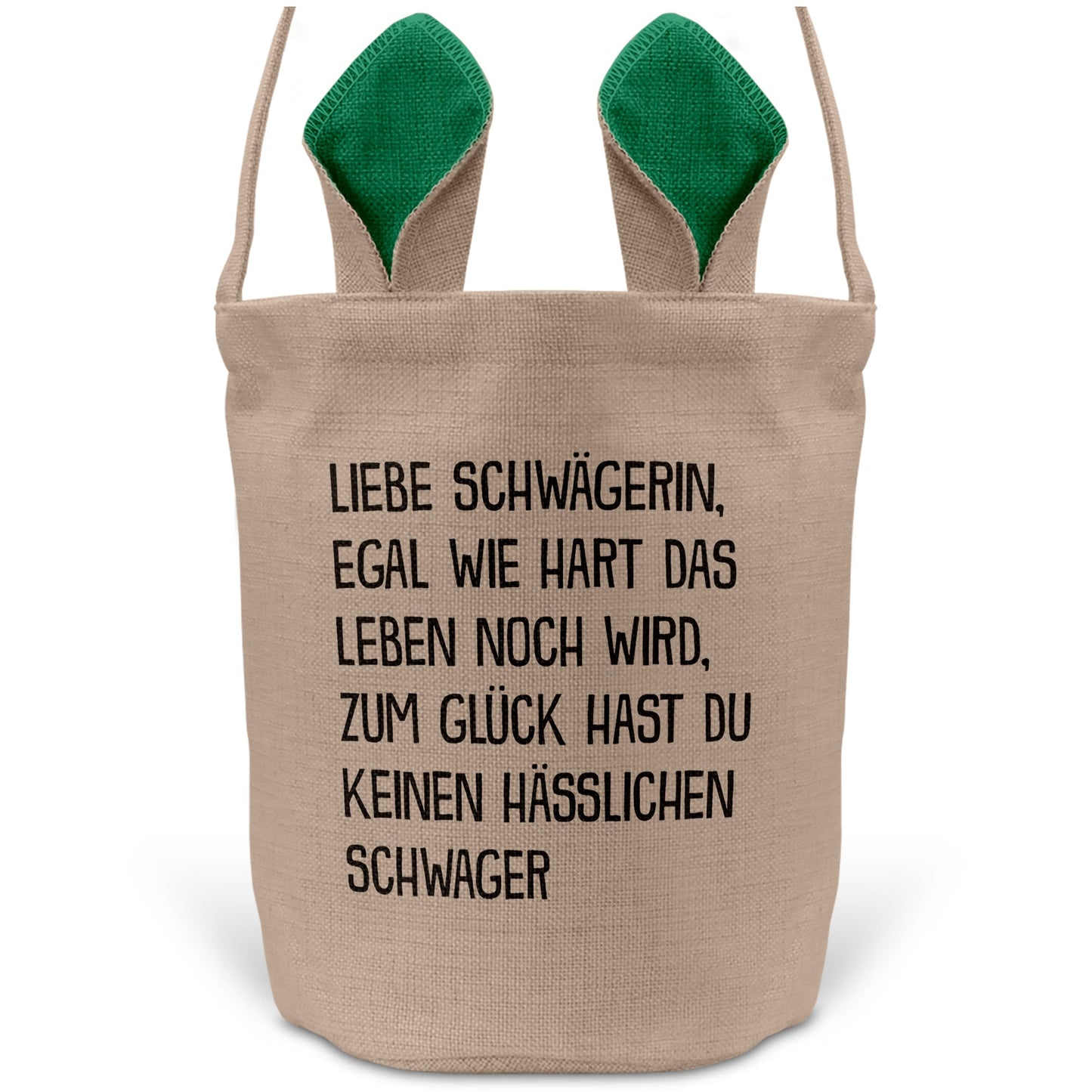 22Feels® Schwägerin Osterkorb von Schwäger mit Henkel Ostergeschenk Tragetasche Ostern Deko Osternest Körbchen Hasenohren (Beige/Grün)-Ostern Tragetasche-22Feels