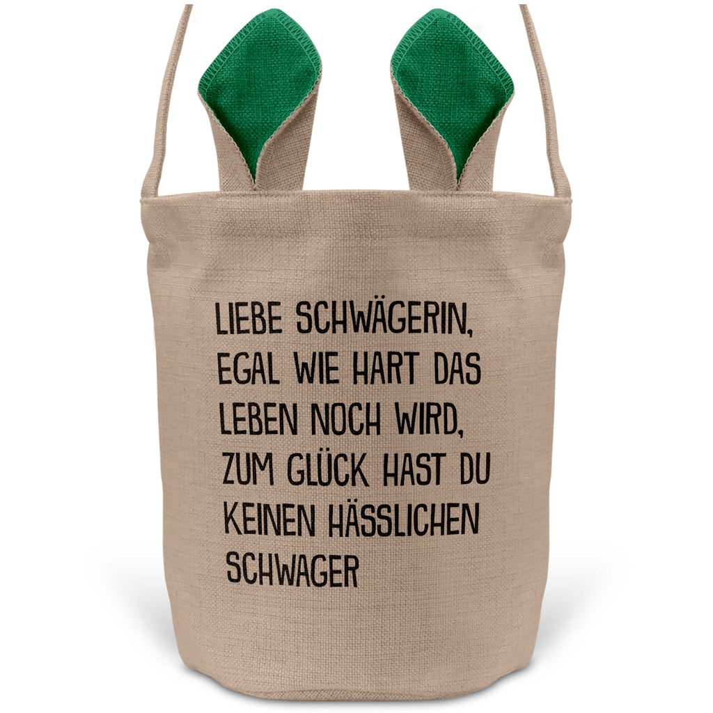 22Feels® Schwägerin Osterkorb von Schwäger mit Henkel Ostergeschenk Tragetasche Ostern Deko Osternest Körbchen Hasenohren (Beige/Grün)-Ostern Tragetasche-22Feels