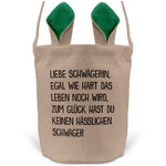22Feels® Schwägerin Osterkorb von Schwäger mit Henkel Ostergeschenk Tragetasche Ostern Deko Osternest Körbchen Hasenohren (Beige/Grün)-Ostern Tragetasche-22Feels