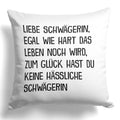 22Feels® Schwägerin Geschenk von Schwägerin - Kissen mit Spruch (Weiss 40x40cm)-Kissen Weiss 40x40-22Feels
