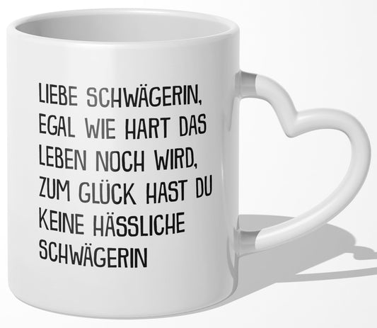 22Feels® Schwägerin Geschenk von Schwägerin - Tasse mit Spruch (Herzhenkel, Weiss, 320ml)-Tasse Weiss Herzhenkel 320ml-22Feels