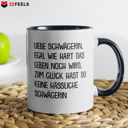 22Feels® Schwägerin Geschenk von Schwägerin - Tasse mit Spruch (Weiss-Schwarz, 320ml)-TwoTone Tasse Weiss-Schwarz 320ml-22Feels