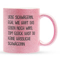 22Feels® Schwägerin Geschenk von Schwägerin - Glitzertasse mit Spruch (Pink, 320ml)-Glitzertasse Pink 320ml-22Feels