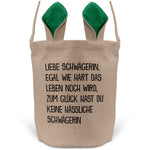 22Feels® Schwägerin Osterkorb von Schwägerin mit Henkel Ostergeschenk Tragetasche Ostern Deko Osternest Körbchen Hasenohren (Beige/Grün)-Ostern Tragetasche-22Feels