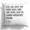22Feels® Freundin Geschenk zum Jahrestag, Valentinstag etc. - Kissen mit Spruch (Weiss 40x40cm)-Kissen Weiss 40x40-22Feels